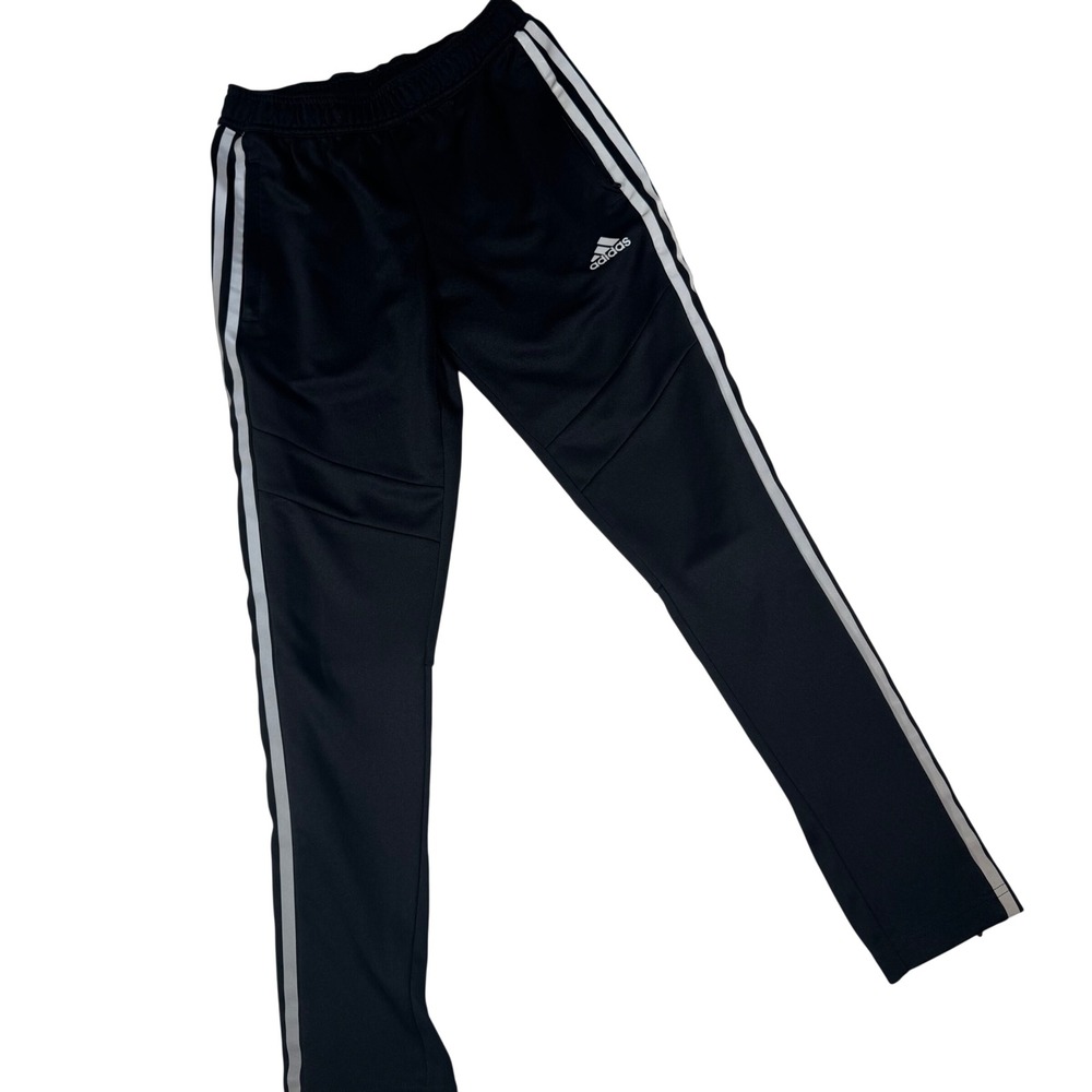 Adidas Tiro Pants Kids Size M Black Silver 3-Stripe Soccer Joggers ED6051 Sporty